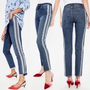 Boden The Cavendish Girlfriend Jeans Size 8R Side Stripe Straight Leg Mid Rise